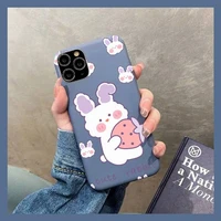 cartoon rabbit bear phone case for iphone 11 12 13 mini pro xs max 8 7 6 6s plus x xr solid candy color case