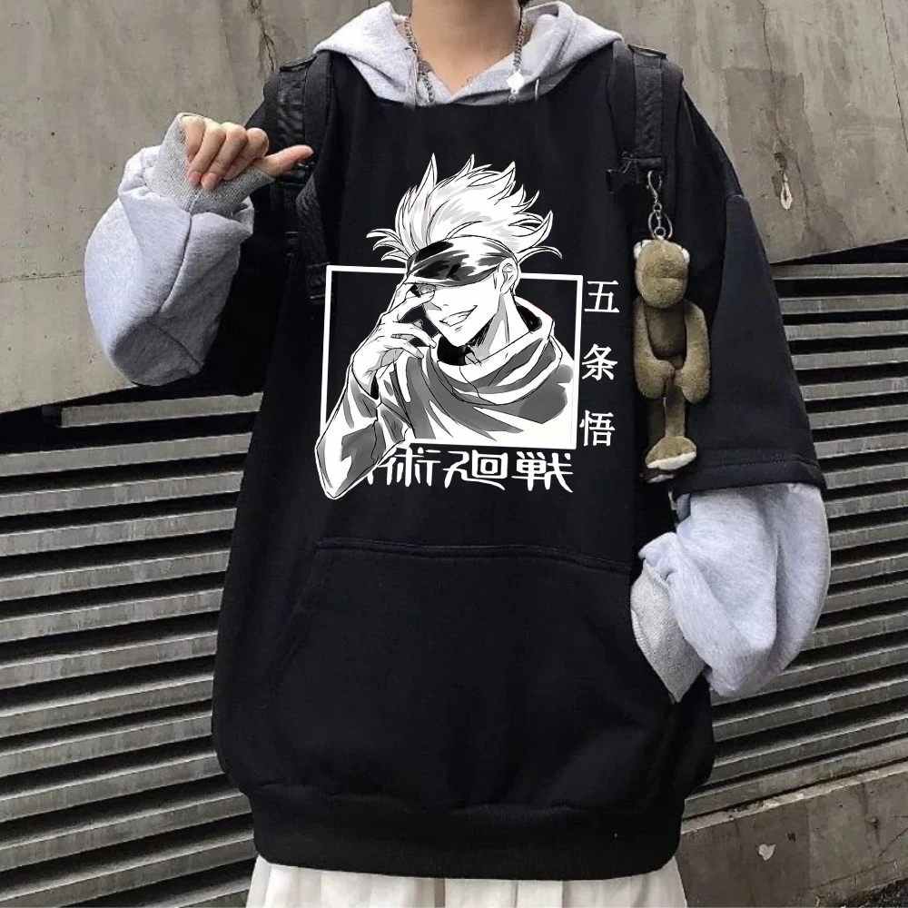 

Толстовка мужская оверсайз с капюшоном, свитшот с капюшоном в стиле аниме ююютсу, Харадзюку, свободная худи, пальто, уличная одежда, 2022