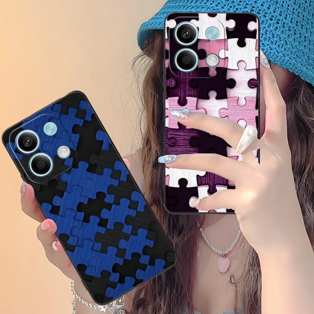Модный красивый чехол для мобильного телефона Puzzle Xiaomi Redmi 14 13 13C 12 12C 10 10C A1 A2 A3 Plus 5G