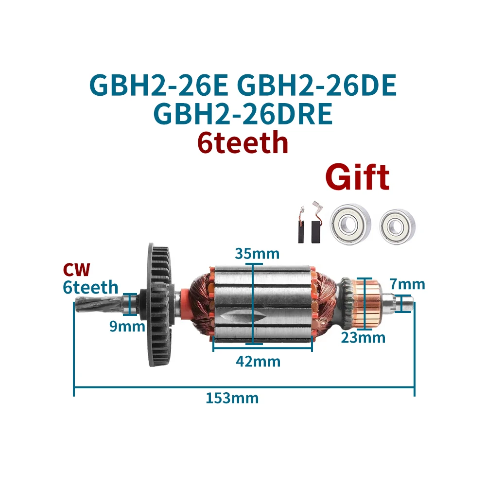 Статор якоря AC220-240V для Bosch GBH2-26E GBH2-26DE GBH2-26DRE 6 зубов 7 якорь катушка ротора запасные