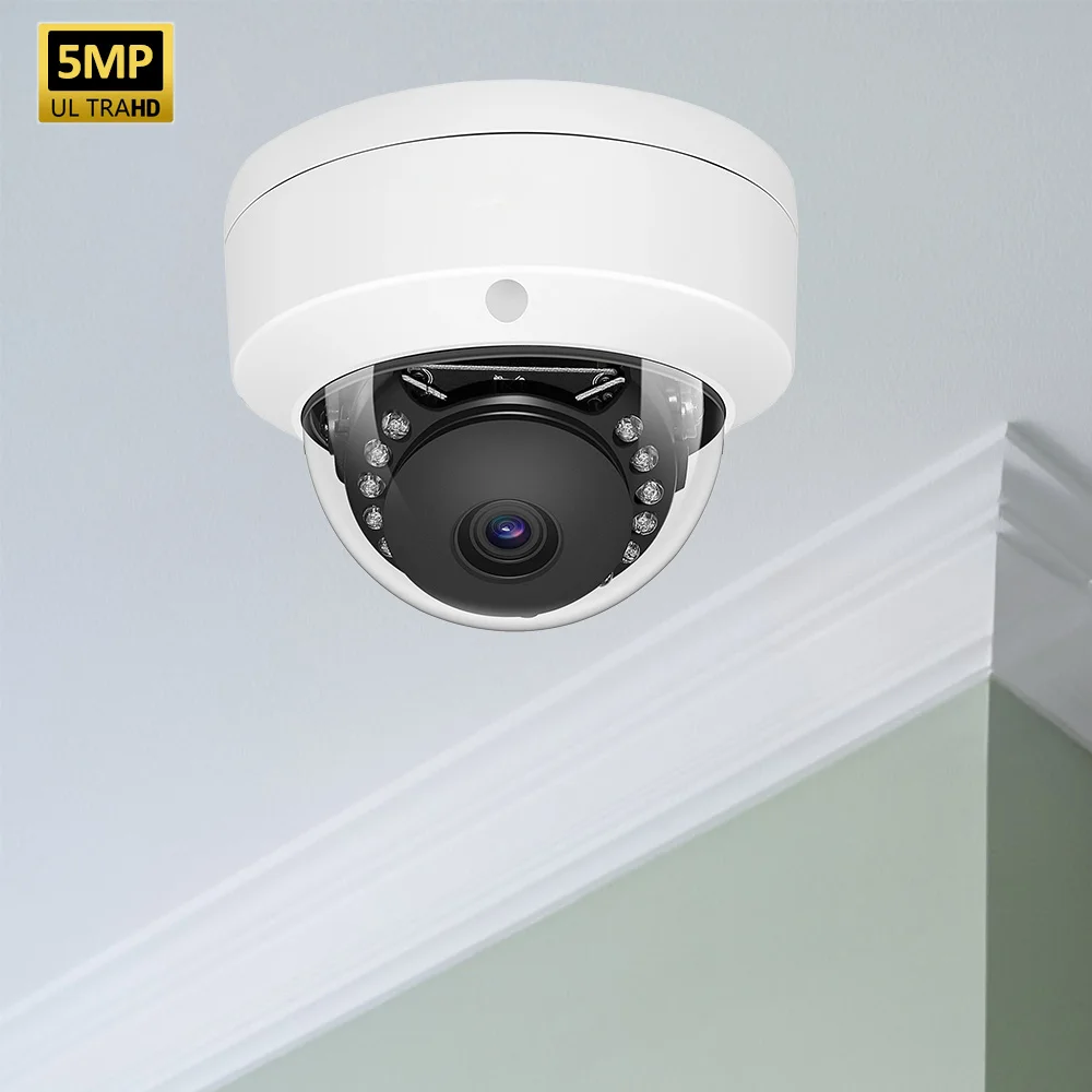 

5-мегапиксельная металлическая купольная камера видеонаблюдения POE IP Onvif H.265 Audio 4-мегапиксельная антивандальная камера