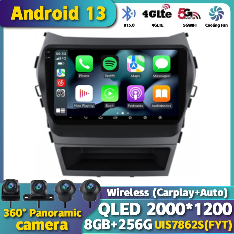 

Android 13 Auto Carplay Car Radio Multimedia Video Player For Hyundai Santa Fe 3 2013 2014 2015 2016 2017 Navigation GPS Stereo