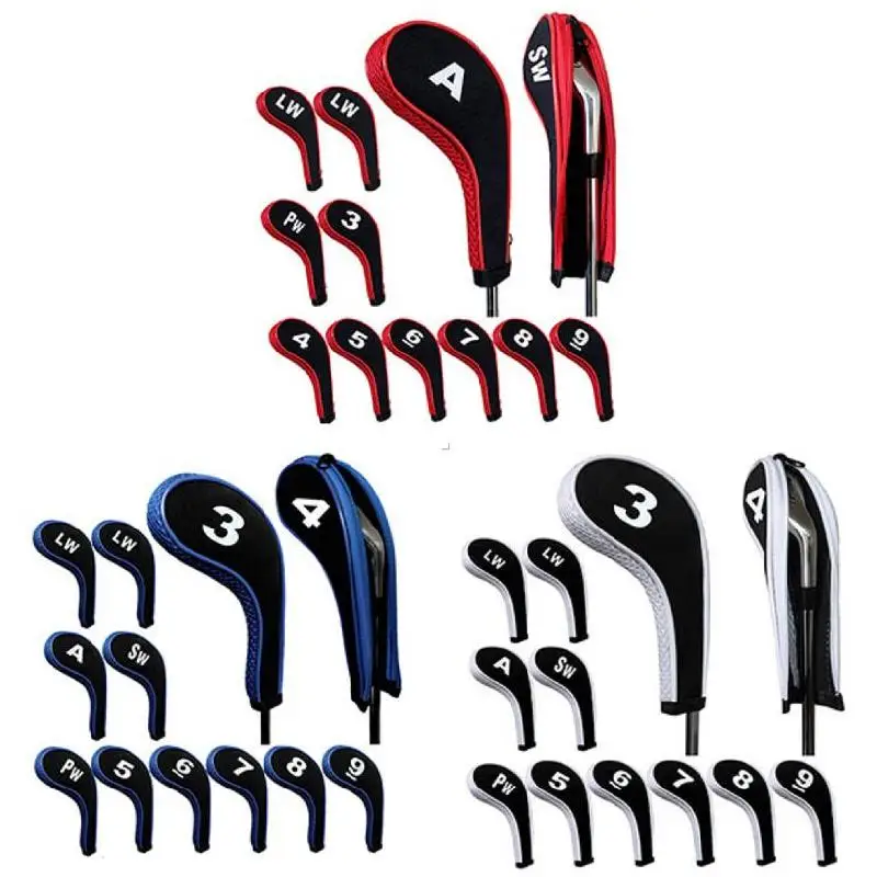 New 12 Pcs Thick Synthetic Leather Golf Iron Head Cover Set Headcover Fit All Brands Irons Clubs Drop Shipping