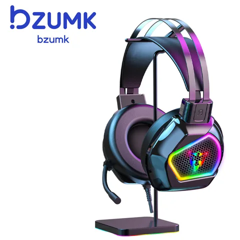 Bzumk канал 7,1 Проводная игровая гарнитура с микрофоном большие наушники USB зарядка для ПК компьютера