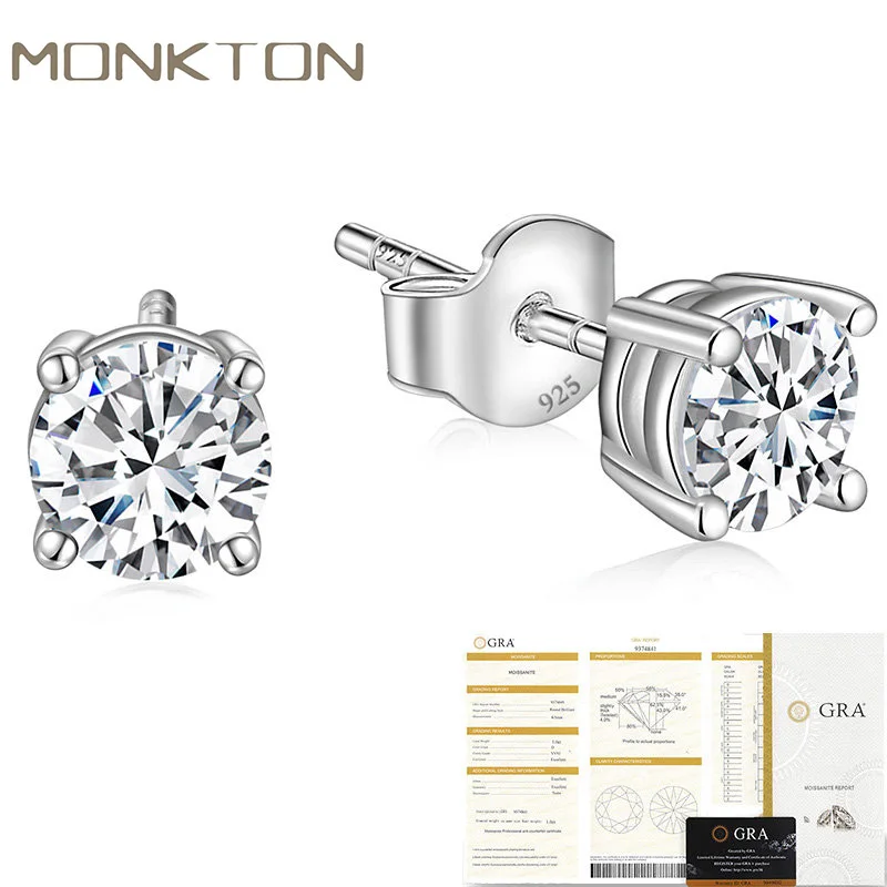 

Monkton 0.5 Carat D Color Moissanite Stud Earrings For Women Top Quality 100% 925 Sterling Silver Sparkling Wedding Jewelry