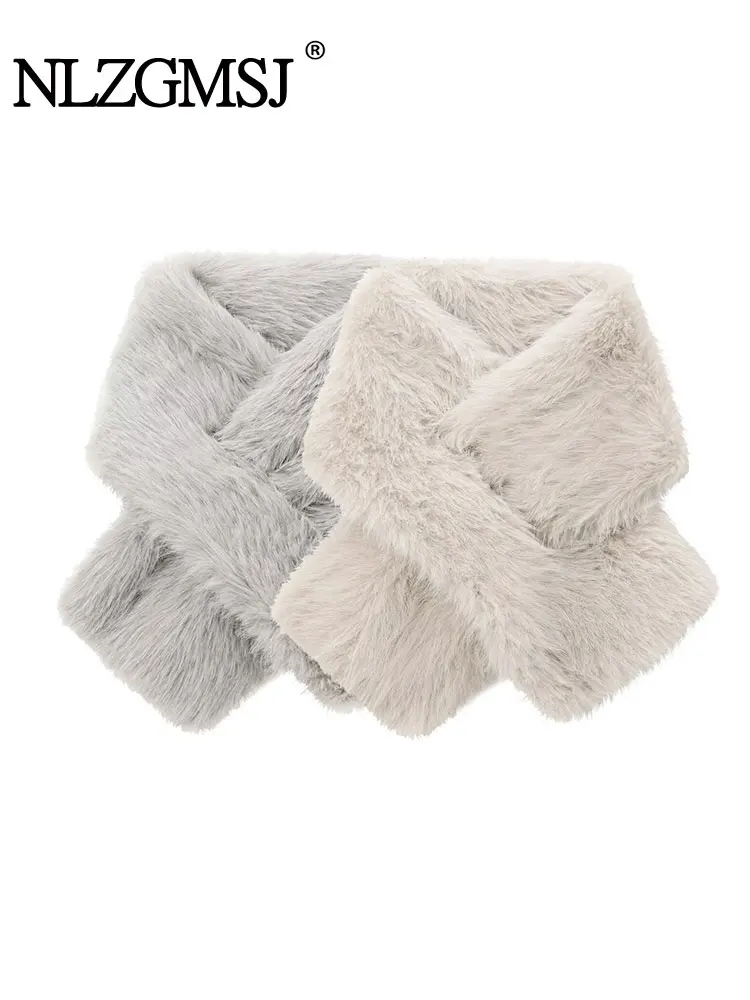 TRAF 2024 женский зимний новый меховой шарф теплый мягкий шаль модные роскошные