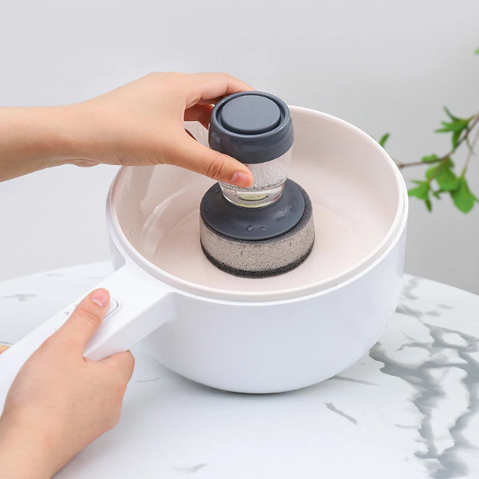 Dish Cleaning Brushe Washing Tool Soap Dispenser Refillable Pans Cups Bread Bowl Scrubber Kitchen Goods Accessories Gadgets