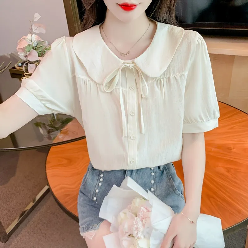 

Chaeyun Love Women Round Kara Cute Ribbon Dating Look Blouses