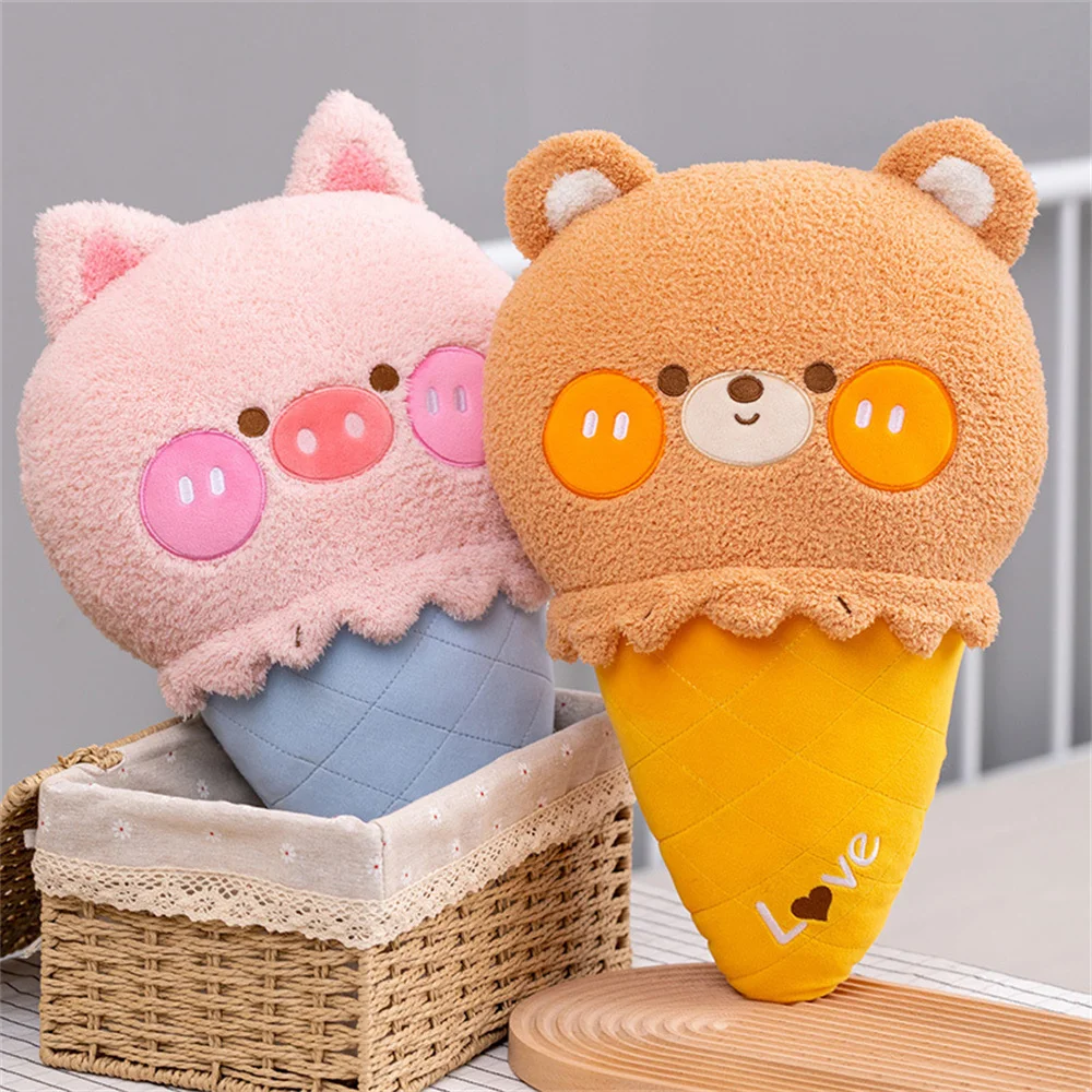 

Creative Cartoon Plush Toy Animal Head Ice Cream Plush Pillow Home Car Decor Soft Hugging Toys Grabber Doll Office Supplies AN88