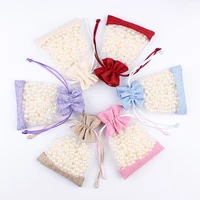 wrapping supplies handbags candy package wedding favors mesh linen bag drawstring pocket organza pouch jewelry bright