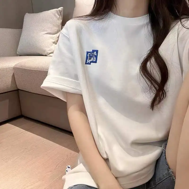 

Niche brand ADER classic small fox head embroidery unisex short-sleeved summer loose high street couple T-shirt