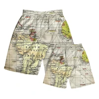 2022 new summer mens swim surf basketball outdoor sports running fitness casual beach world map print loose shorts easy to dry