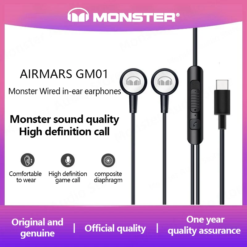 

Monster Original GM01 Wired Gaming Headphones Bluetooth Earphones HD Sound Low Latency Noise reduction Earbuds Sports Headset