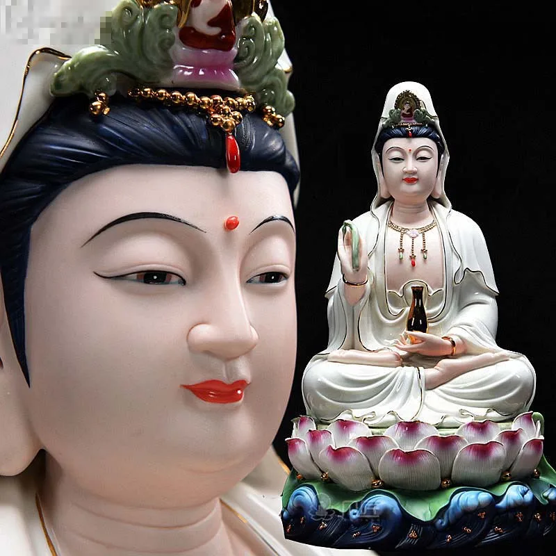 

2024 high grade COLOR Porcelain GUAN YIN PU SA BUDDHA home Altar shop Worship efficacious Talisman family Goddess Mascot statue