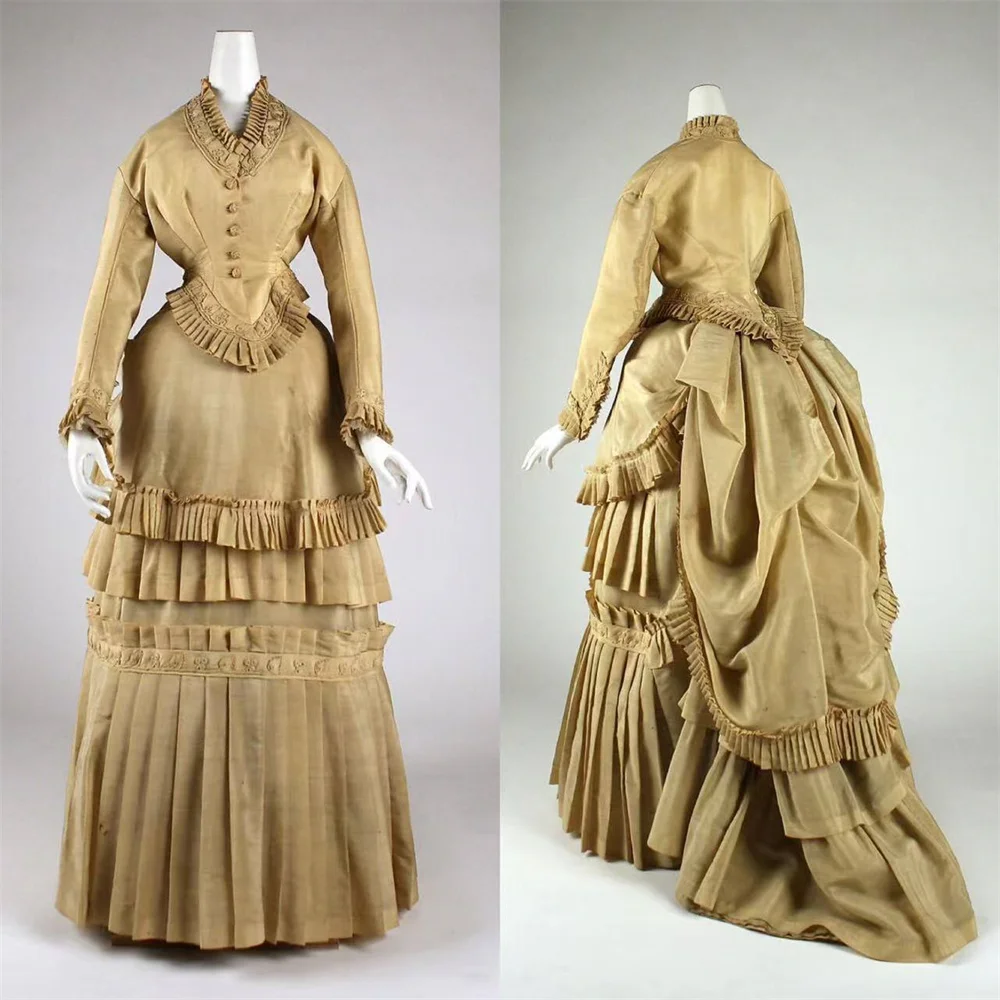 Викторианское платье дню Эдвардиана 1870-х годов колониальное гражданской войны