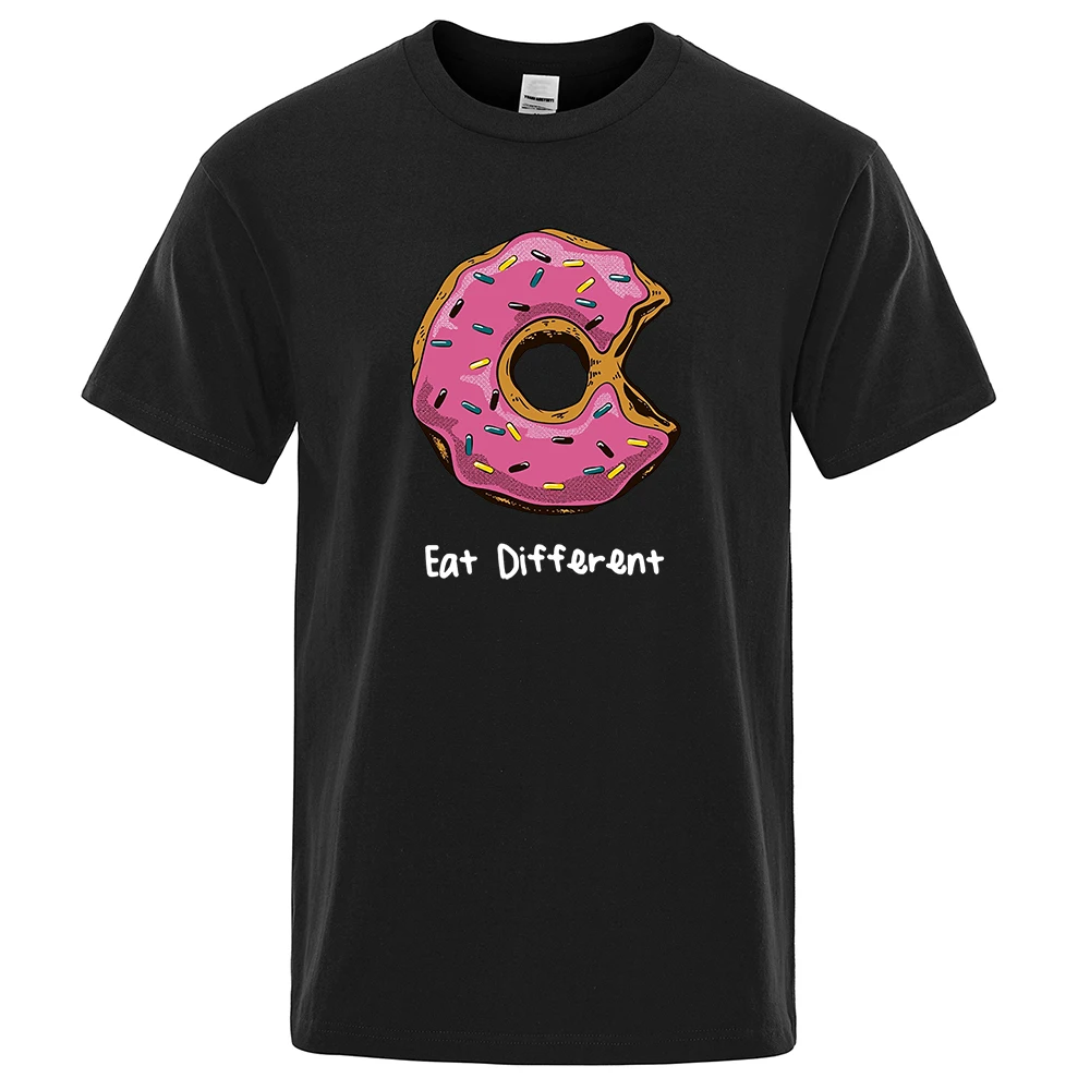 

Took A Bite Donuts Pattern T-Shirts Mens Summer Vintage Mens Clothe Casual Harajuku Tees Tops Fashion Retro Sportswear T Shirt