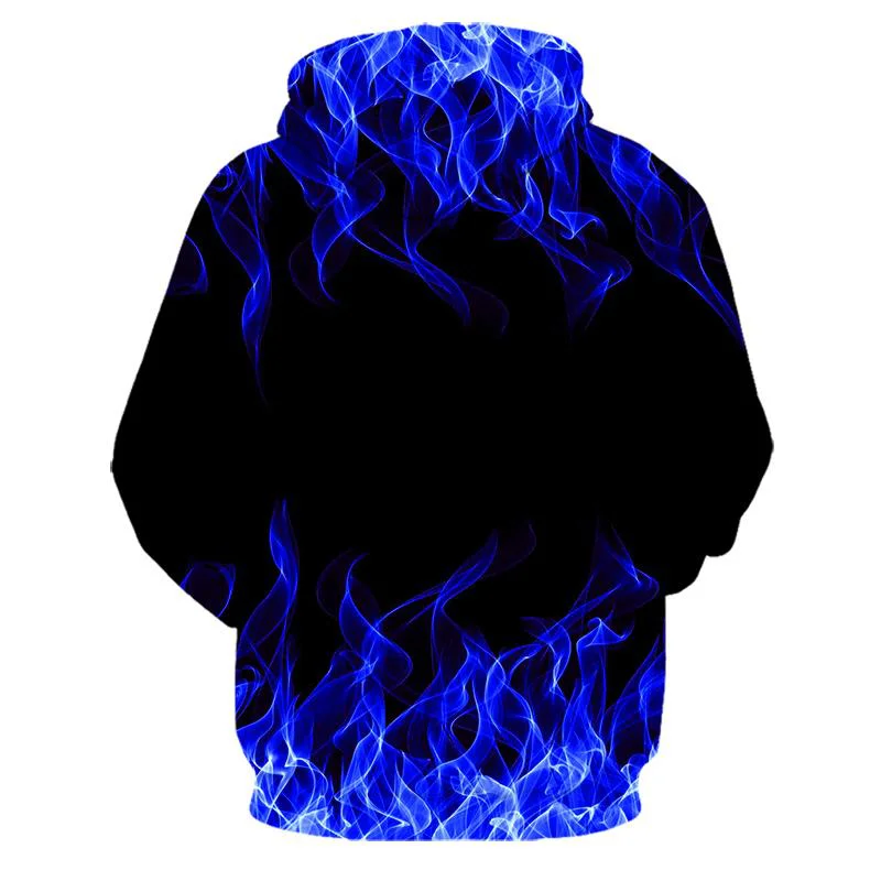 

2021 new colorful blue flame hoodie 3D sweatshirt men/women hooded autumn and winter funny coat mens clothing jacket hoodies