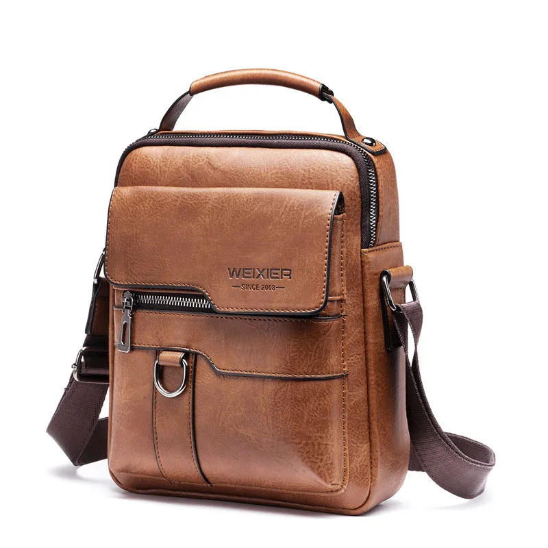 Crossbody Men's single shoulder Bag Vintage leather men travel business casual leather messenger bag