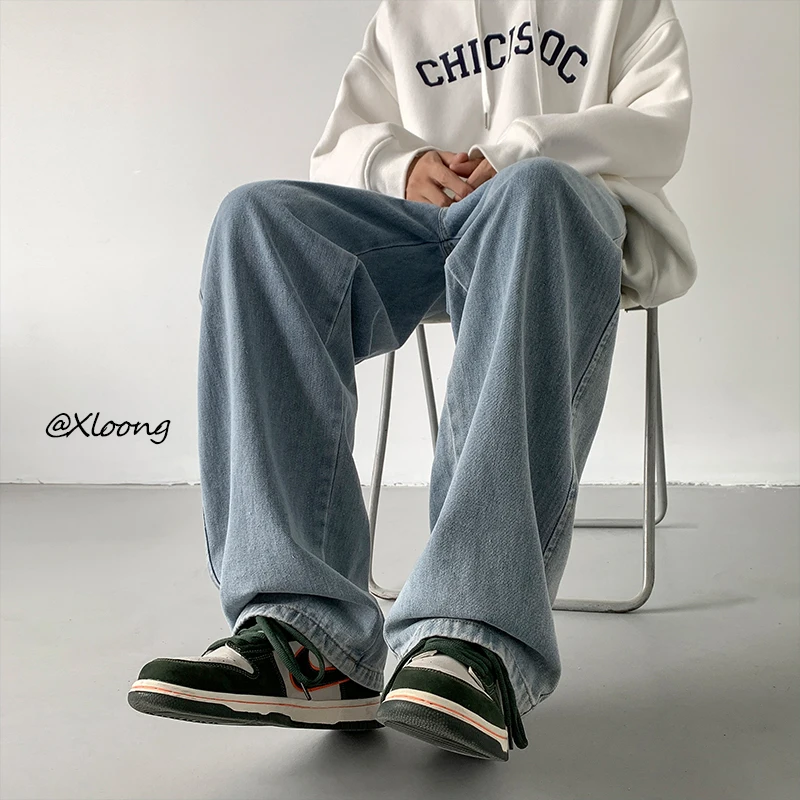 Blue Black Baggy Jeans Men Fashion Casual Straight Jeans Men Streetwear Hip-hop Loose Denim Pants Mens Trousers Large Size S-5XL