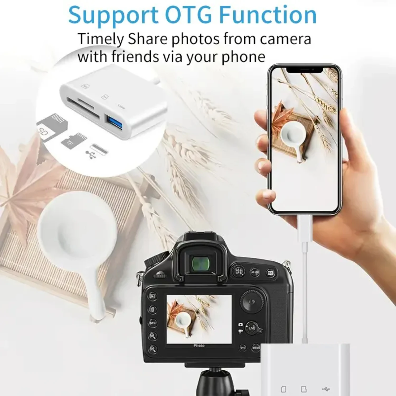 Компактный адаптер Pro Type C для Macbook TF CF SD Устройство чтения карт памяти OTG USB-C —