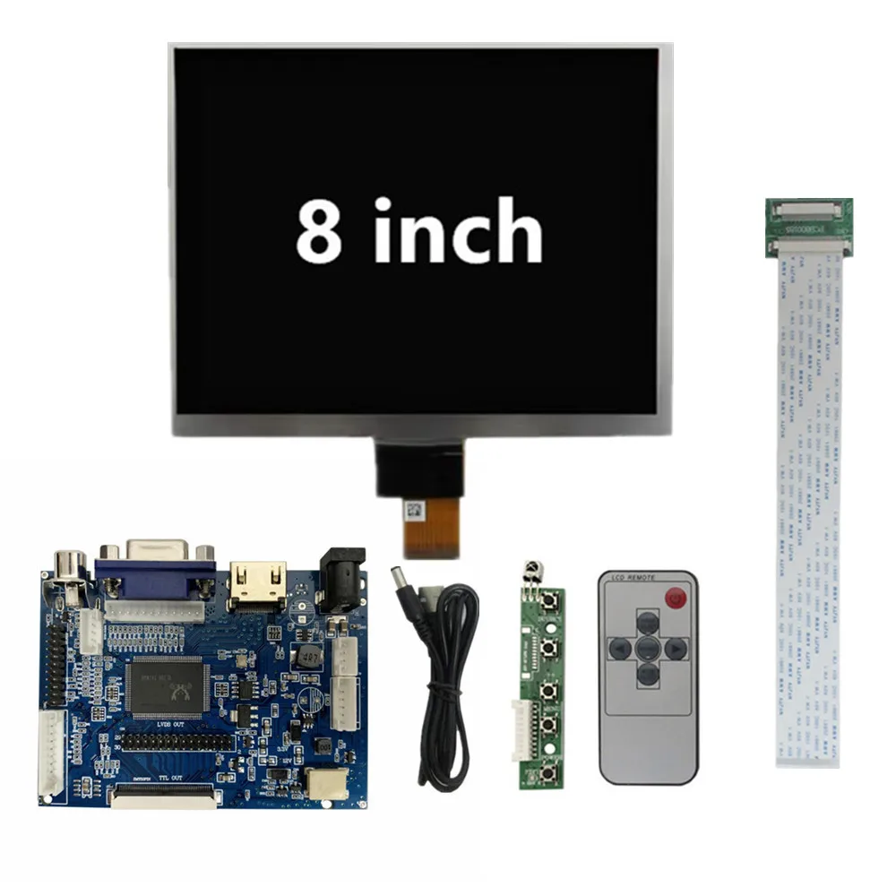 Фото 8-дюймовый IPS LCD-дисплей 1024*768 HJ080IA-01E HE080IA-01D с комплектом плат драйверов 2AV VGA HDMI для Raspberry Pi №1