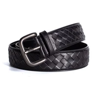 woven belt casual mens high quality texture leather pin buckle trend students young people travel to work trousers jeans belt