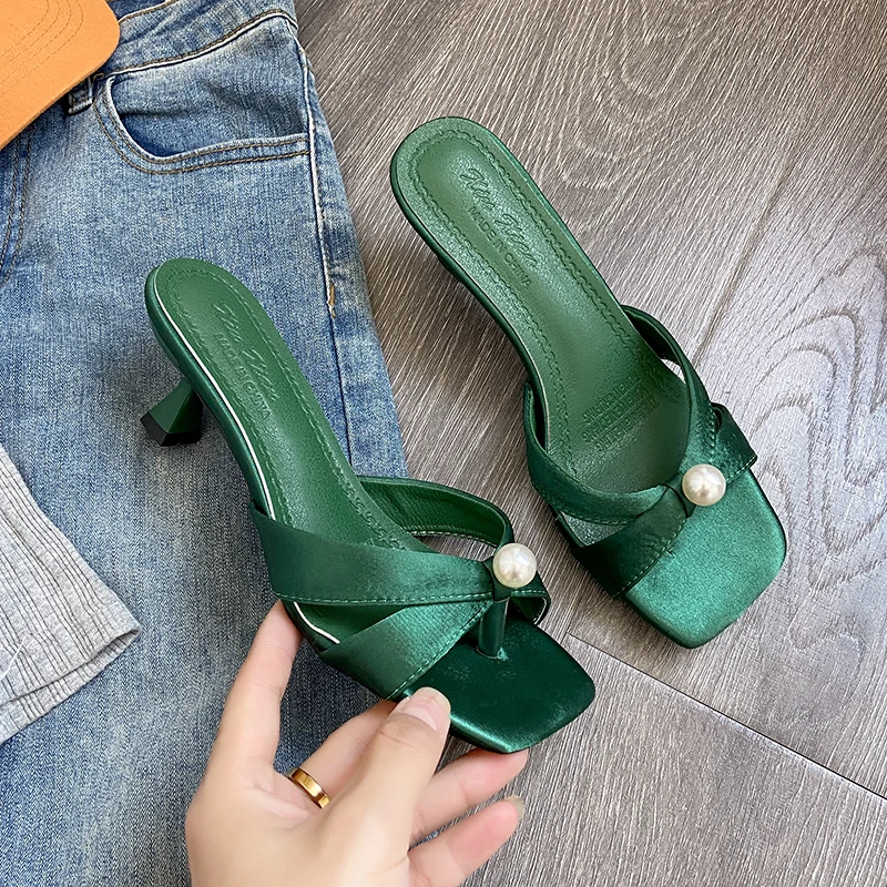 

Summer 2022 New Taoffen New Women's High Heel Sandals Square Toe Exotic Heel Women's Shoes Summer Chic Ins Style Shoes