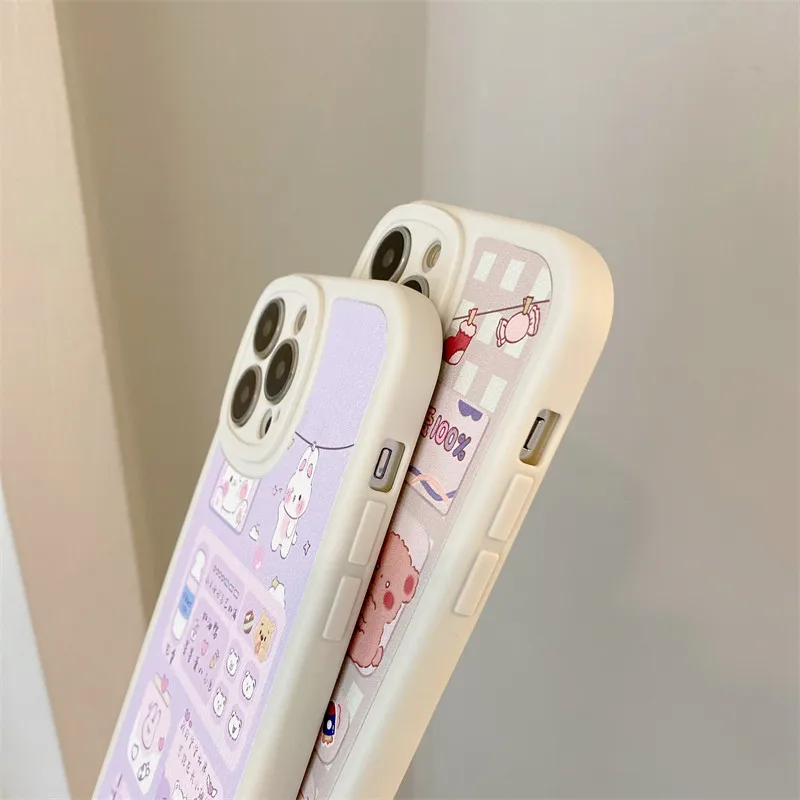 Противоударный мягкий кожаный чехол для телефона с милым медведем и мультяшным