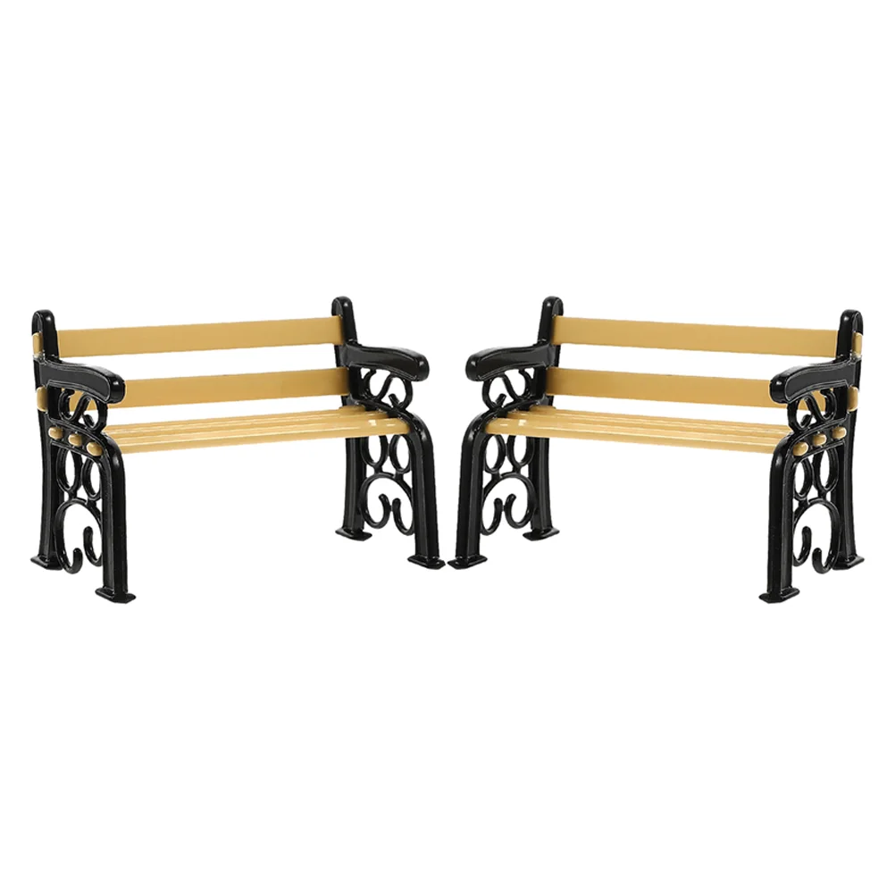 

2pcs Mini Street Chair Models Decors Mini Park Chairs Miniature Ornaments Kids Playthings 1:12