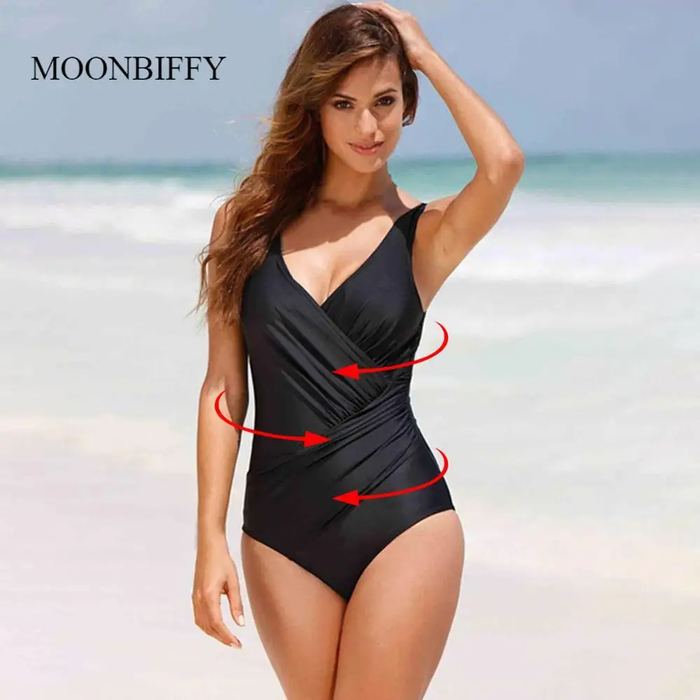 2022 женское однотонное черное бикини женский сексуальный слитный купальник с