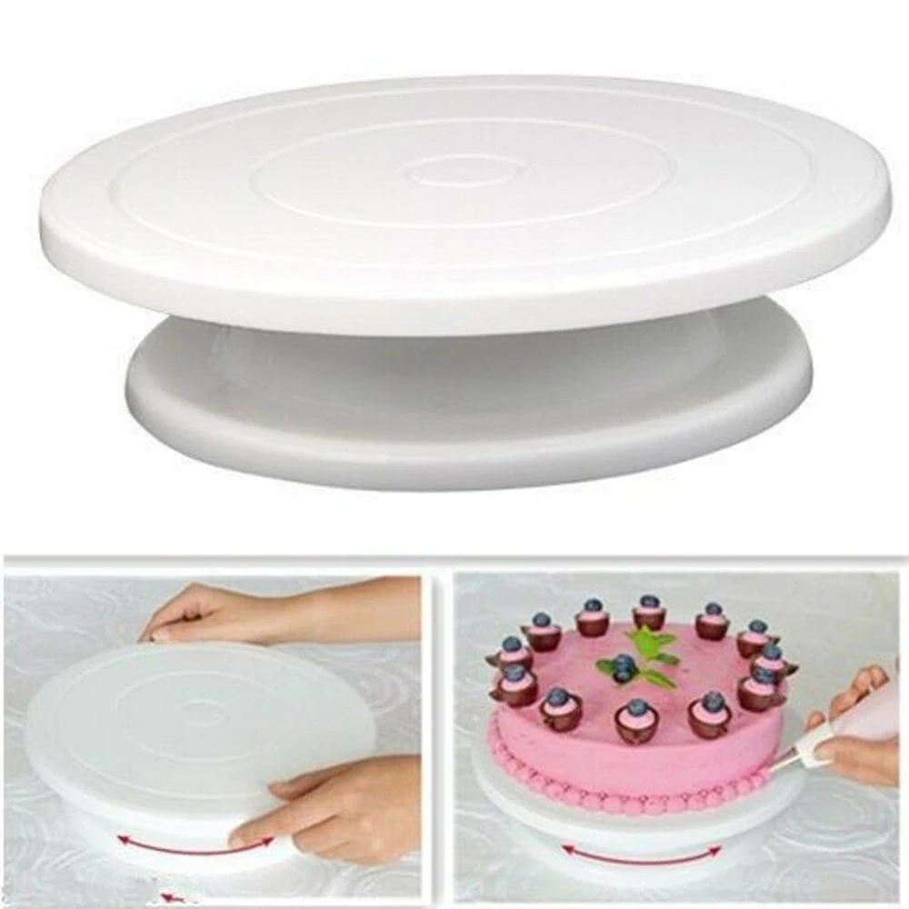 

DIY Plastic Cake Plate Turntable Rotating Anti-skid Round Cake Stand Dough Pastry Decorating Cream Stand Kitchen Baking Tools
