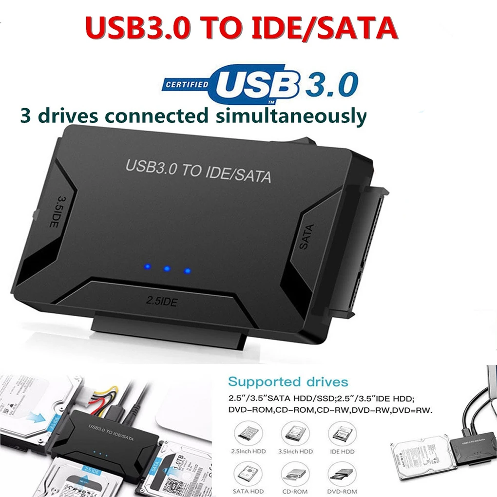 

Переходник для жесткого диска SATA-USB IDE, USB 3,0 2,0 Sata 3 кабель для 2,5 3,5 HDD SSD конвертер IDE SATA адаптер Прямая поставка