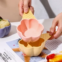 creative dessert bowl cute ceramic ice cream type small plate with handle fruit salad bowl home decoration kitchen tableware
