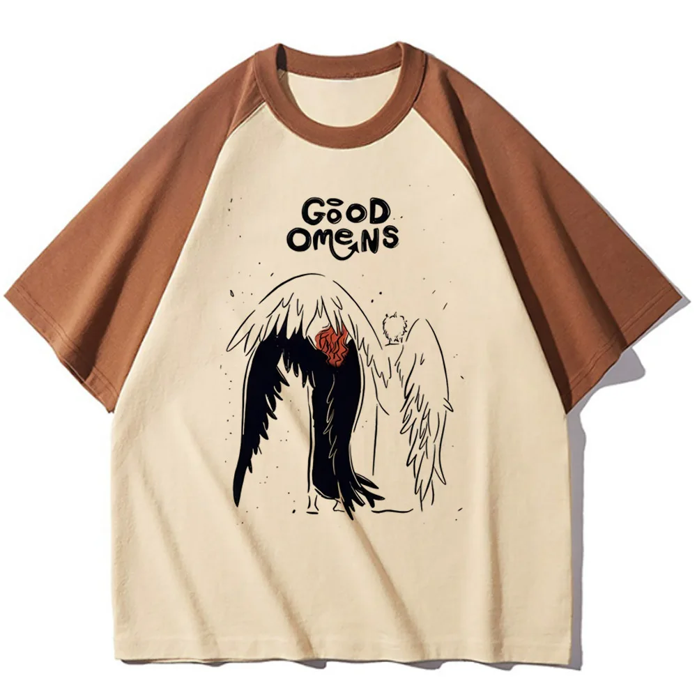 Футболка Good Omens женская элегантная футболка забавная одежда в стиле аниме