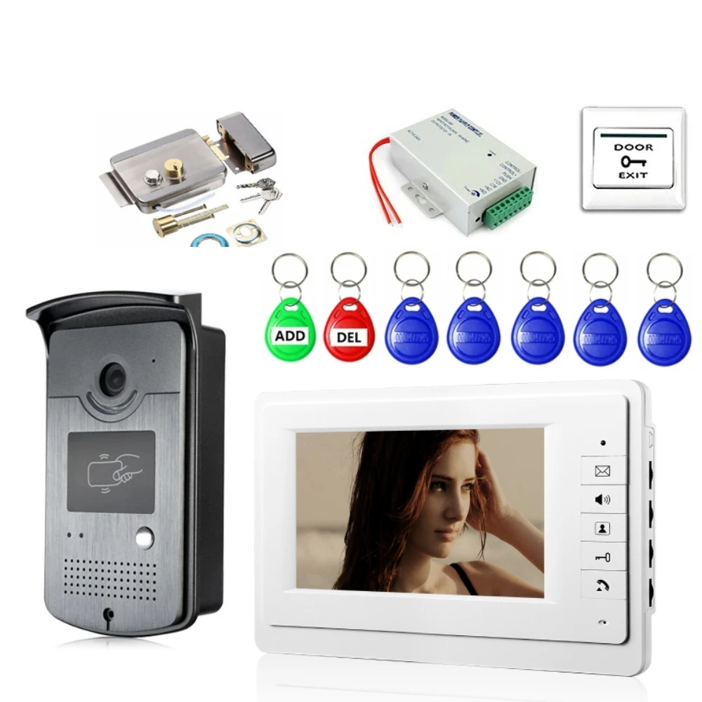 

Yobang Security Video Door Phone with Electronic Lock IR Night Doorbell Camera 7 Inch Wired Intercom for Home Security System