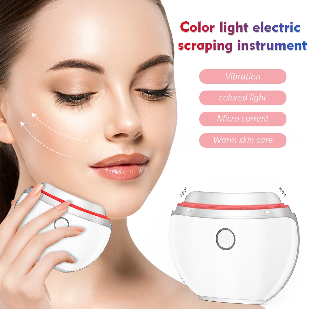 

Electric Microcurrent Face Massager 42℃ Hot Compress Heat Vibration Facial Lifting LED Photon Skin Tighten Scraping Massage Tool