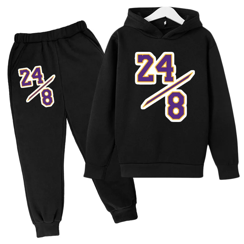 New Basketball Sports Hoodie Set Spring and Autumn Hoodie + Pants 2-piece Set Teenagers 4-14Y Boys Children's Girls' Clothing