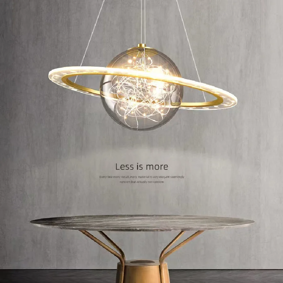 

IWP Modern Creative Planet Pendant Lamp Interior LED Decor Round Hanging Light Kitchen Dining Table Living Room Main Chandelier