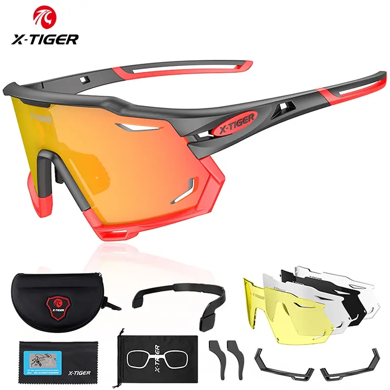 X-TIGER Cycling Glasses UV400 Photochromic Cycling Sunglasses Sports Polarized Men's Sunglasses MTB Racing Bike Glasses Eyewear