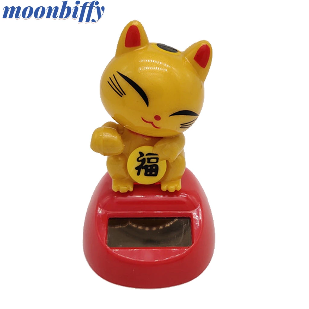 

Solar Powered Bobbling Toy Shaking Hands Swinging Lucky Cat Doll Home Decor car accessories gift for kids cute cat toys solar