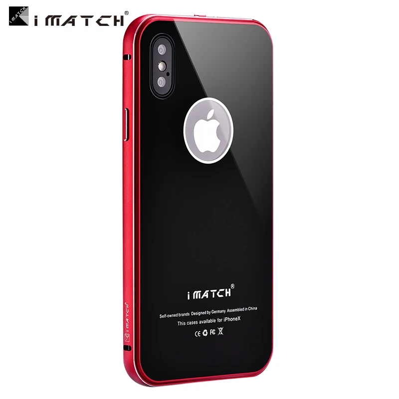 2018 Direct Selling Original Imatch For Appe Iphone X Xs Luxury Metal Bumper+ 9h Hardness Tempered Glass Back Cover