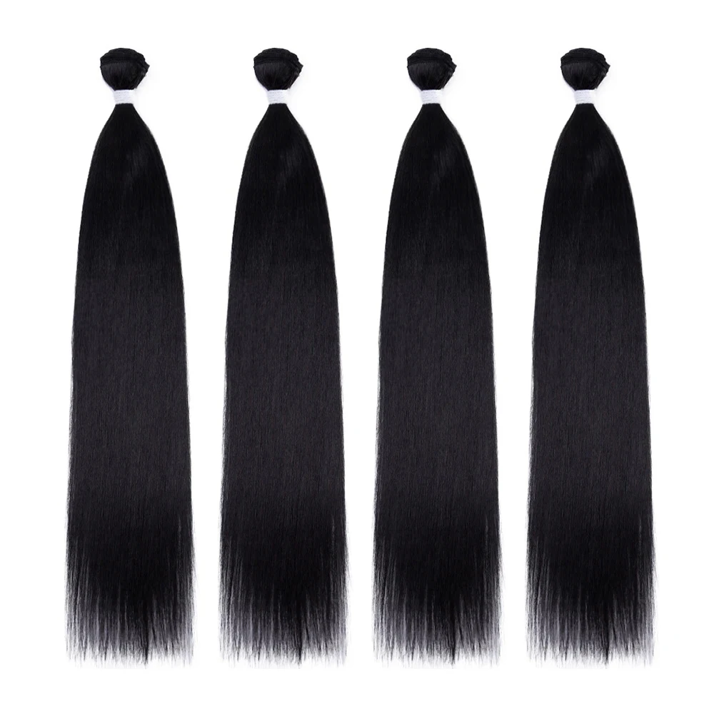 FASHION IDOL Длинные прямые синтетические парики для черных высокотемпературных