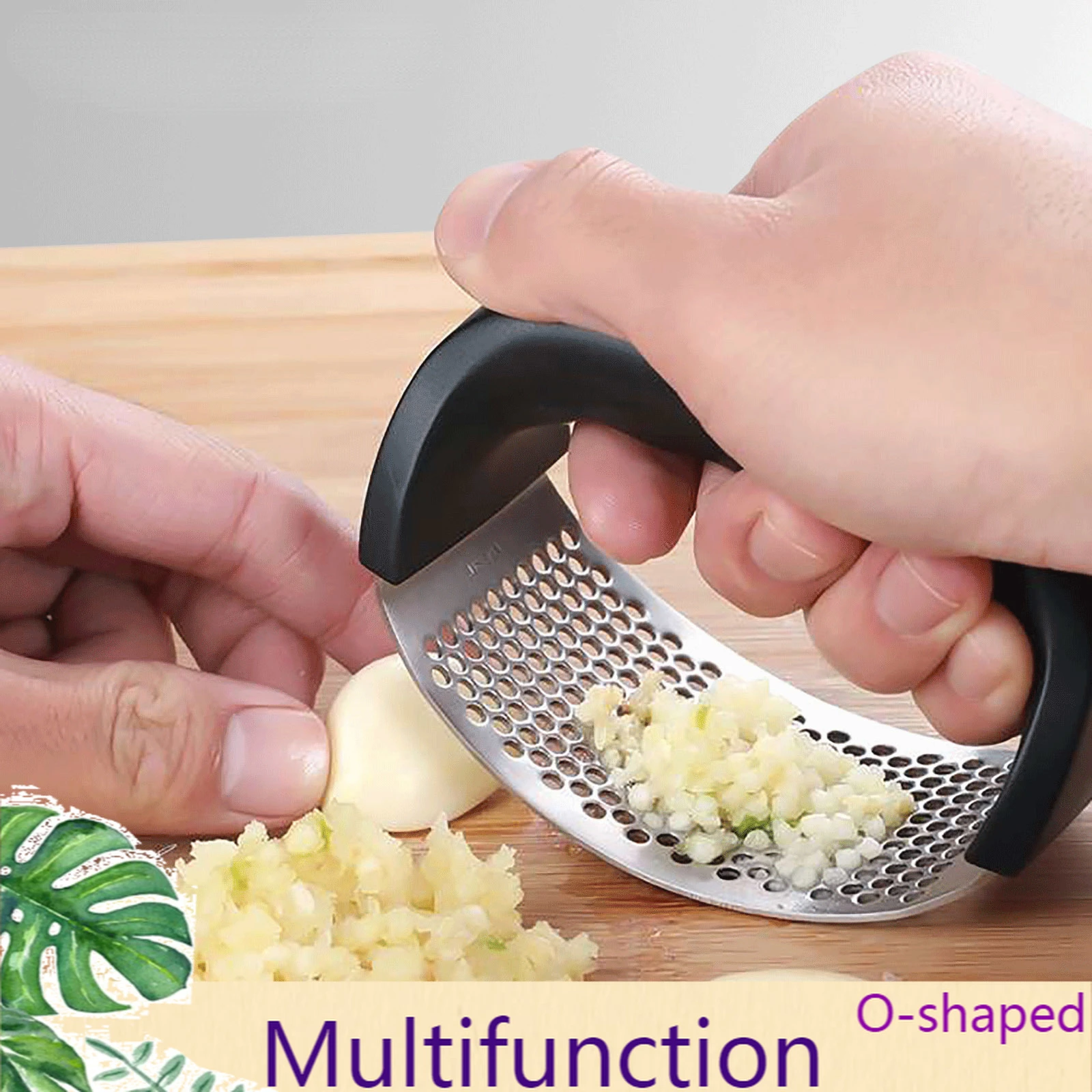 

Multi-function Garlic Ginger Press Hand Held Grinding Slicer Stainless Steel O-shaped Kitchen Rolling Crusher 1pc Vegetable Tool