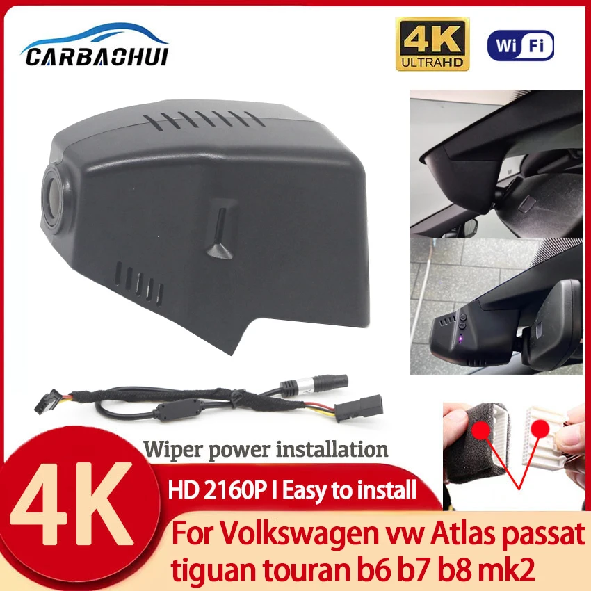 

Plug and play Hidden HD 2160P 4K Wifi car dvr dash cam Car Camera 77MM For Volkswagen vw Atlas passat tiguan touran b6 b7 b8 mk2