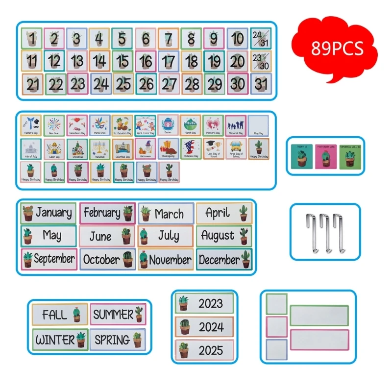 

Calendar Pocket Chart for Kindergarten School Classroom with 89 Cards