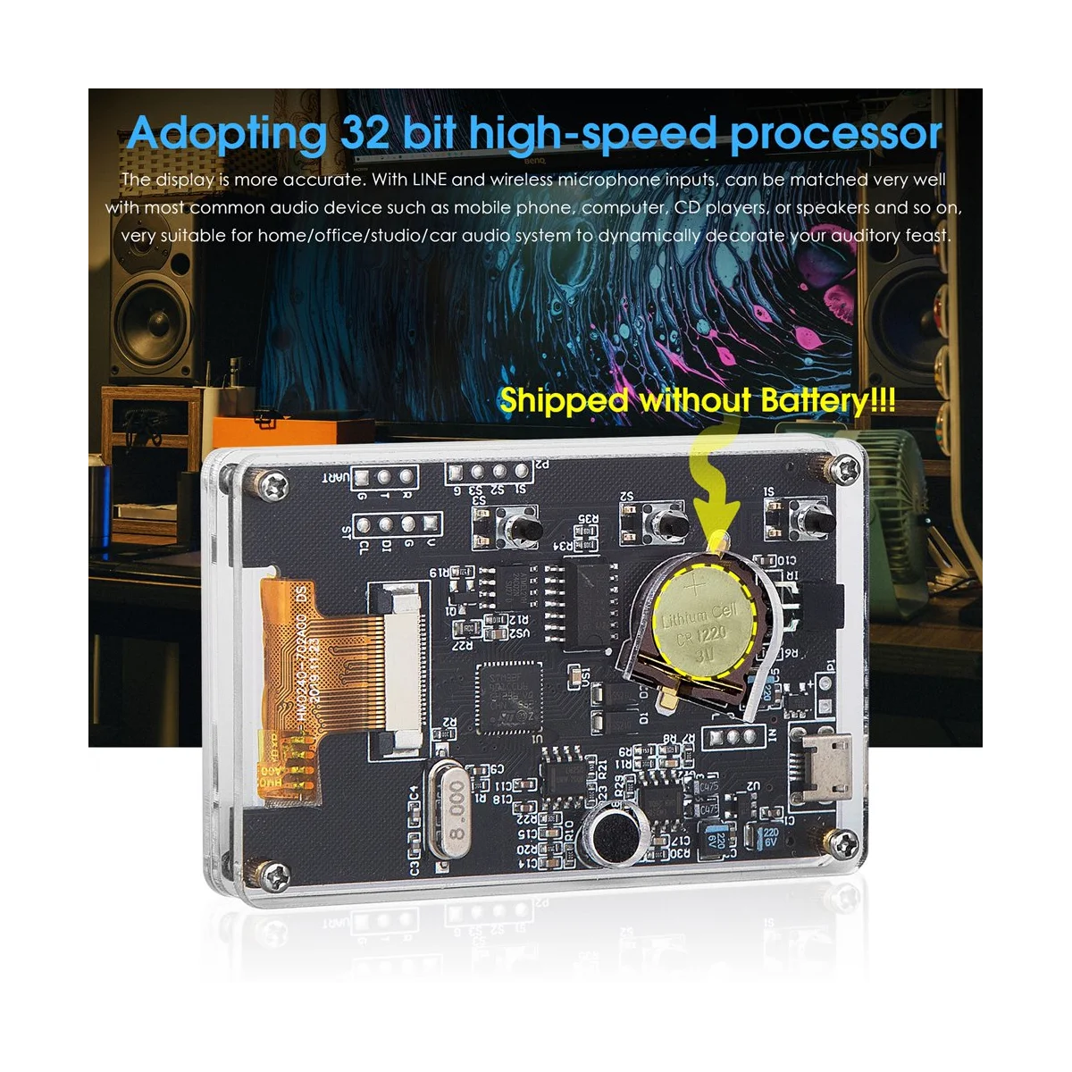 Audio MIC+LINE Sound Level Home Decor Digital Clock Meter Music Spectrum Visualizer Audio Display Analyzer