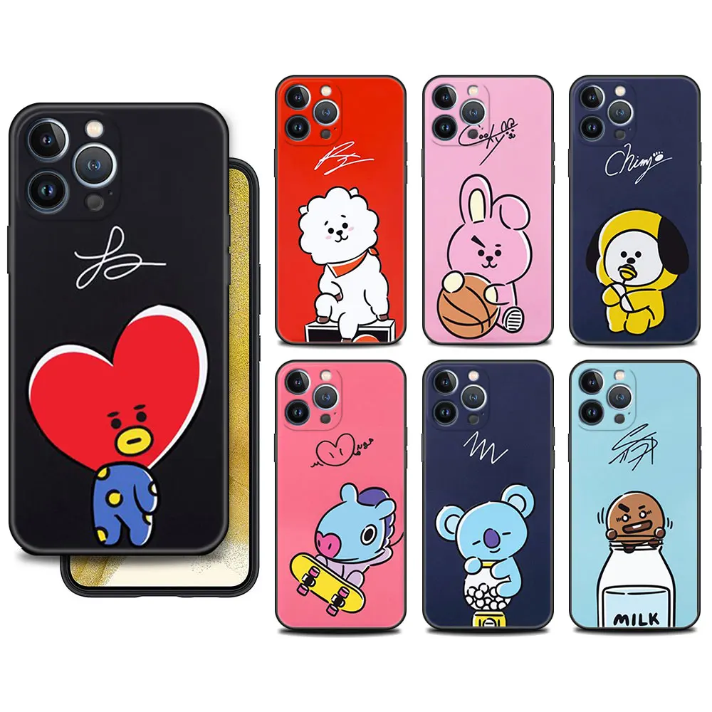 

Case For Apple iPhone 11 13 14 12 Pro 7 Plus XR X XS Max 6 6S 13Pro Max Black Silicone Phone Funda Cartoon Funny Anime