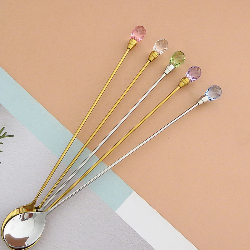 Хрустальная Бриллиантовая кофейная ложка для льда длинная перемешивающая из