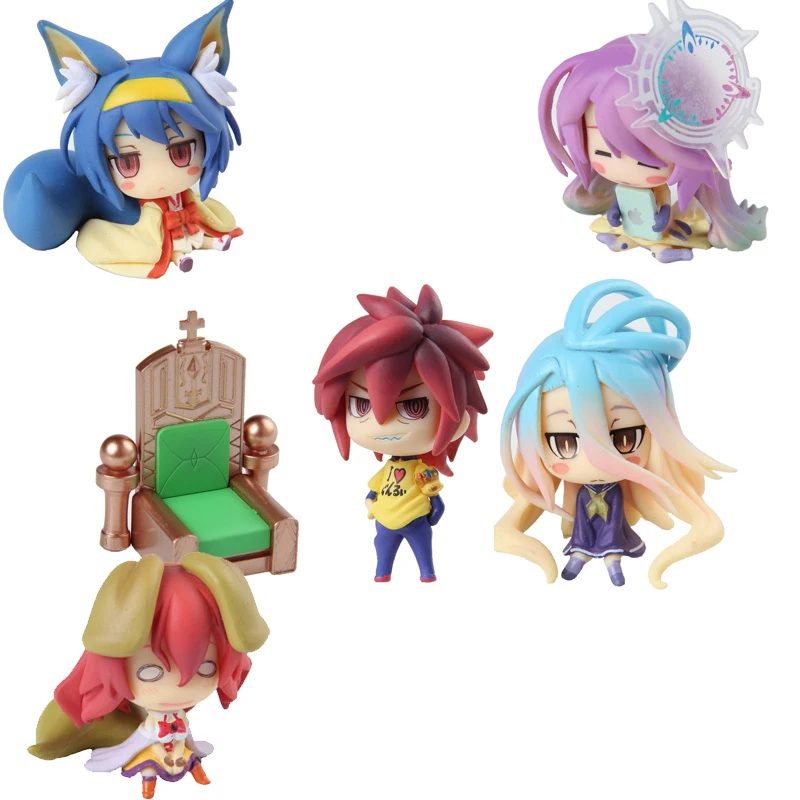 

6pcs/Set Anime NO GAME NO LIFE Shiro Sora Jibril Hatsuse Izuna Steve Q Version PVC Action Figure Collectible Model Toy Gift