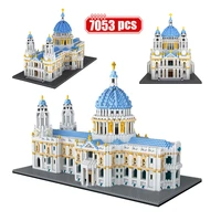 city attractions building blocks st pauls cathedral 3d model home decoration diy mini castle street view educational toy gift